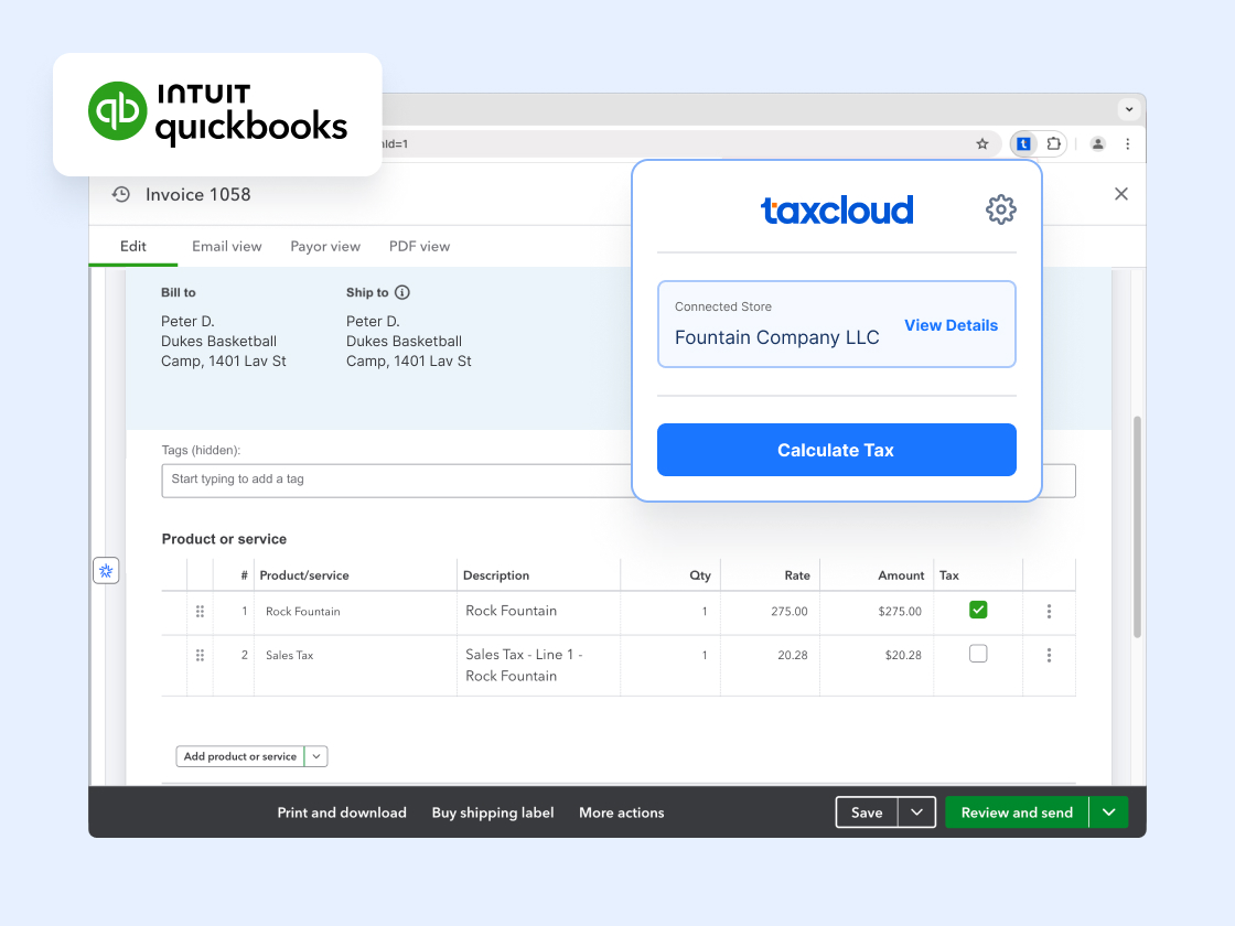 Sales tax calculations for QuickBooks Online invoices