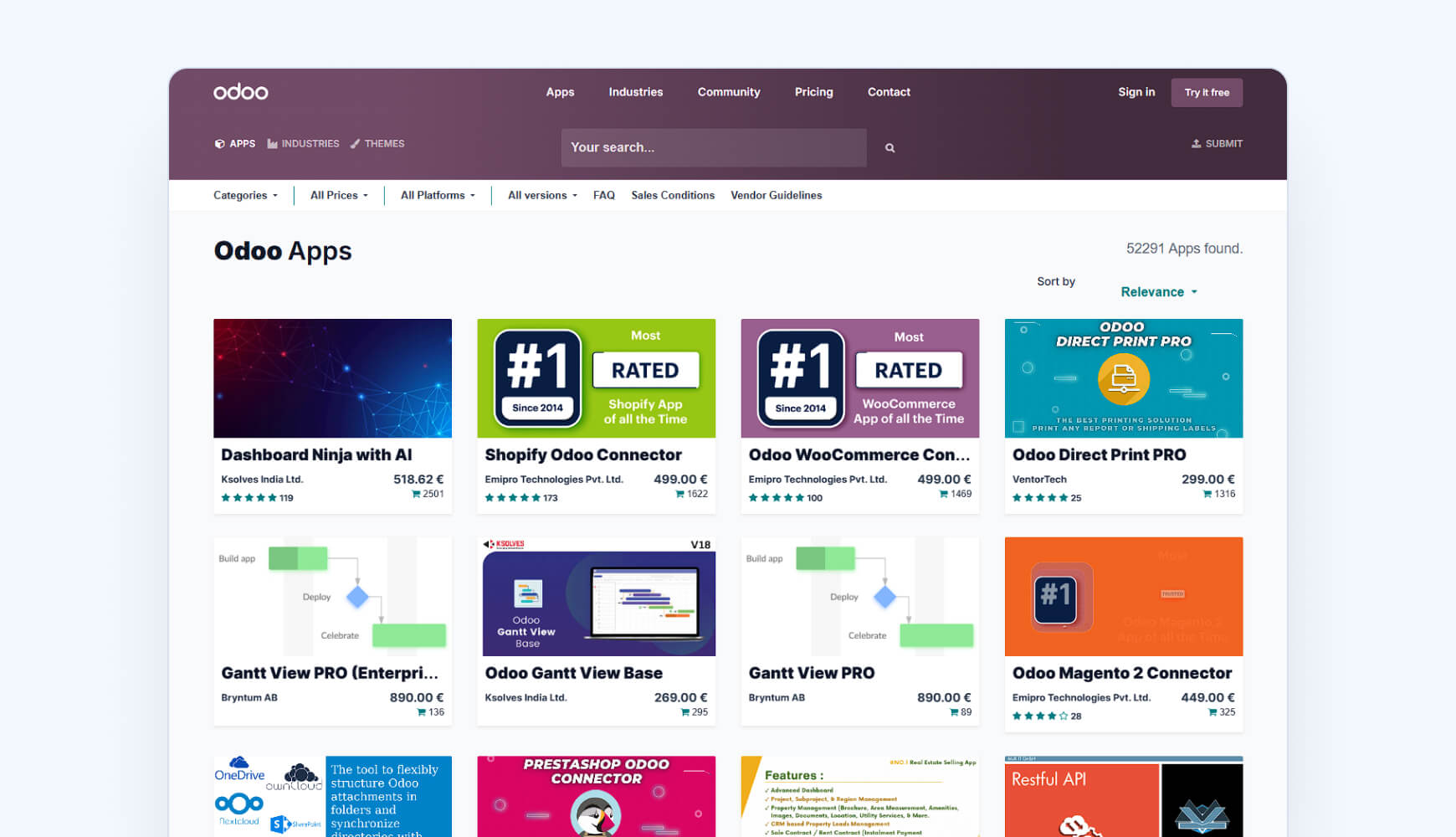 Odoo apps store