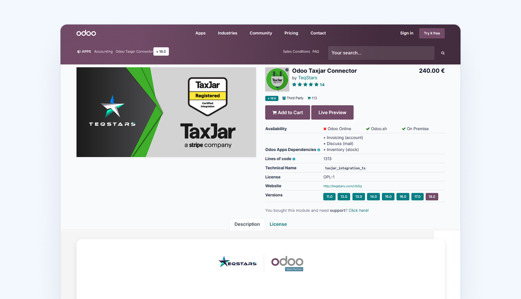 TaxJar Odoo
